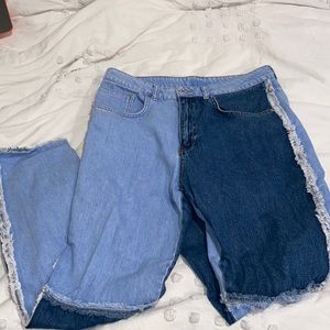 Ragged Denim Patchwork Jeans